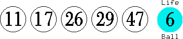 11 17 26 29 47 (06)